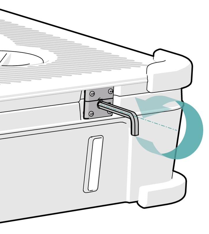 the draw latch being opened with a hex key